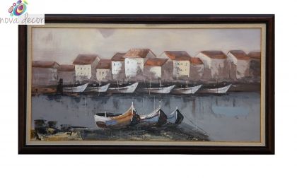 Oil painting - Boats and romance