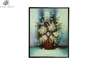 Mylar Framed Print – Vase of white flowers