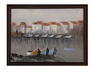 Oil painting - The city and the port