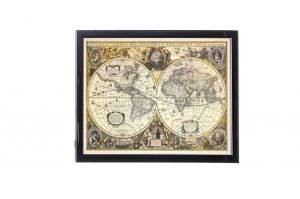 Mylar framed print "Map of the World"