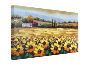 Oil painting Field of sunflowers