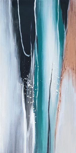 Oil painting Abstract in turquoise and gray