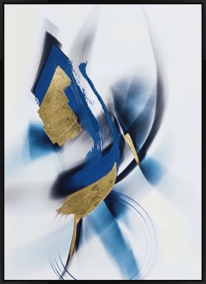 Oil painting Abstract in blue and gold