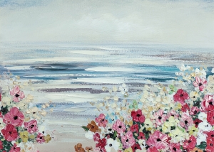 Oil painting Flowers in the sea
