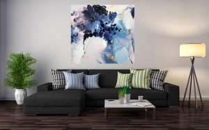Oil painting Blue flower abstract