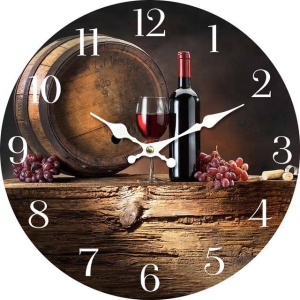 Стенен часовник Червено вино с безшумен часовников механизъм