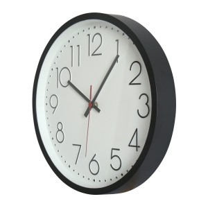 Стенен часовник Черно и бяло с безшумен часовников механизъм