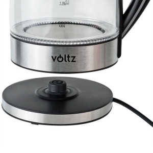 Електрическа кана Voltz V51230E, 2200W, 1.7 литра ,Стъклена, Светеща, Инокс