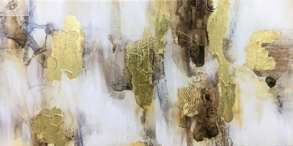 Картина с маслени бои Абстракт в златисто