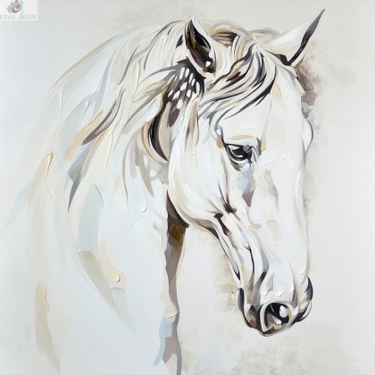 Картина с маслени бои Бял кон
