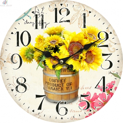 Wall clock Bouquet of sunflowers