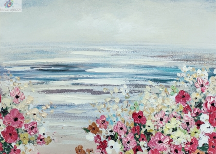 Картина с маслени бои Цветя в морето