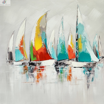 Oil painting Colorific boats