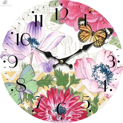 Wall clock Flower garden