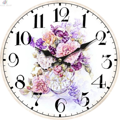 Стенен часовник Пъстри цветя с безшумен часовников механизъм