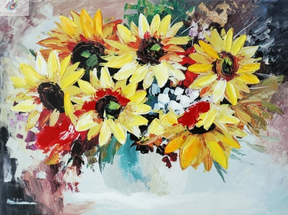 Oil painting Abstract sunflowers