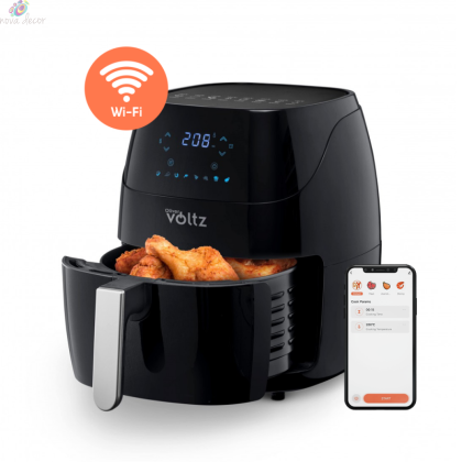 Фритюрник AirFryer Oliver Voltz OV51980Q, 1500W, 5л., WiFi управление, Горещ въздух, Таймер, до 200C, Черен