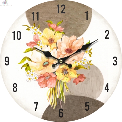 Wall clock Yellow bouquet