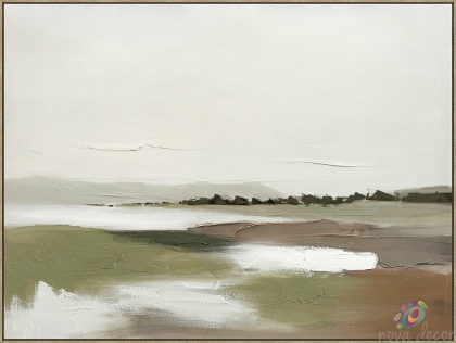 Framed oil painting Lake in the valley 
