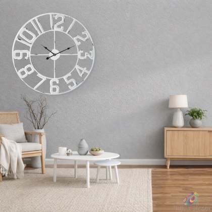 Wall clock White metal "Blanka"
