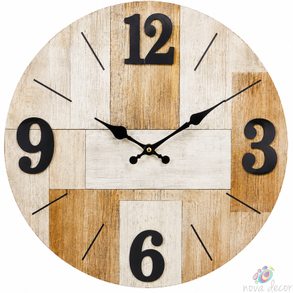 Oak Mosaic Wall Clock with Silent Clock Movement