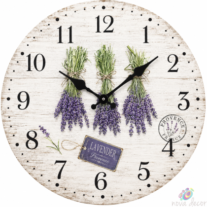 Wall Clock Lavender Bouquet with Silent Clock Mechanism