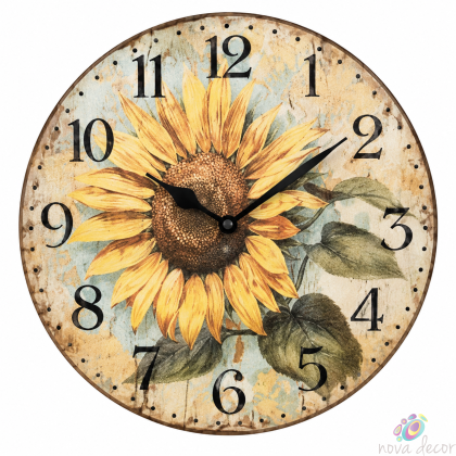 Wall Clock Sunflower Harmony with Silent Clock Mechanism