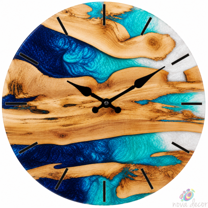 Wall Clock Blue Resin with Silent Clock Mechanism
