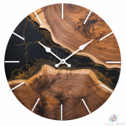 Wall Clock Black Marble with Silent Clock Mechanism