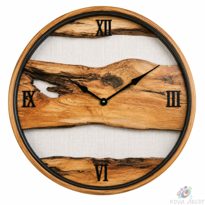 Wall Clock Wooden Abstract with Silent Clock Mechanism