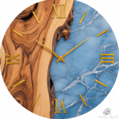 Wall Clock Blue Lagoon with Silent Clock Mechanism