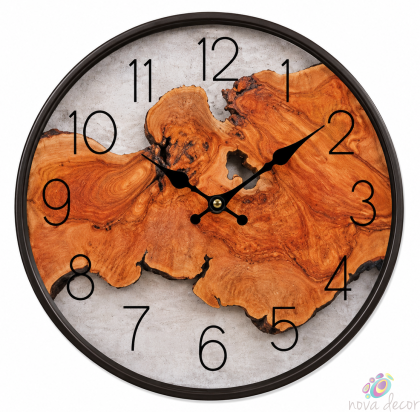 Wall Clock Amber Abstract with Silent Clock Mechanism