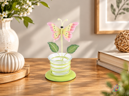 Tea light holder Pink butterfly