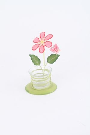 Tea light holder Pink flower