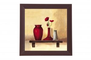 Framed Print - Red vase with poppies 