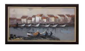 Oil painting - Boats and romance