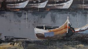 Картина масло - Лодки и романтика