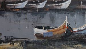 Oil painting - Boats and romance