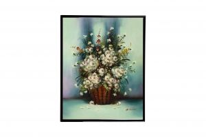 Mylar Framed Print – Vase of white flowers