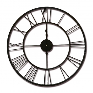Метален черен стенен часовник "Женева" с безшумен механизъм