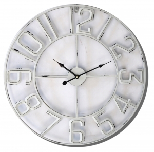 Метален бял стенен часовник "Бланка" с безшумен часовников механизъм