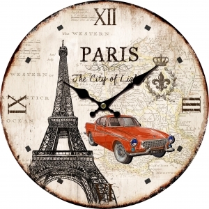 Стенен часовник &quot;Разходка из Париж&quot; с безшумен часовников механизъм