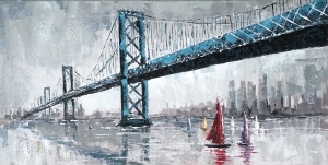 Картина с маслени бои Мостът и лодките