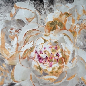 Oil painting Blossomed peony