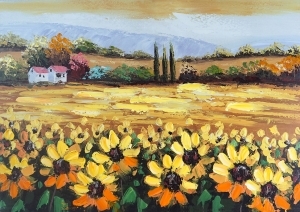 Картина с маслени бои Поле от слънчогледи