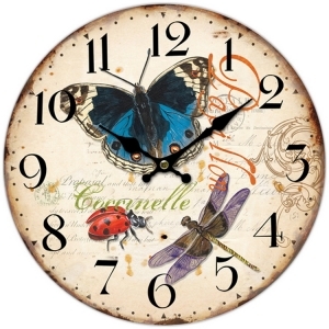 Стенен часовник "Цветни пеперуди" с безшумен часовников механизъм