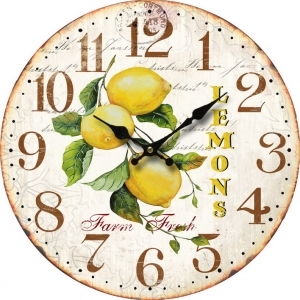 Стенен часовник "Лимони" с безшумен часовников механизъм