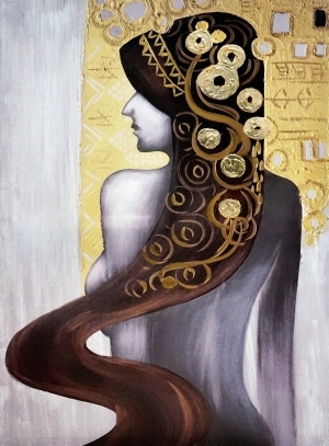 Oil painting Golden woman