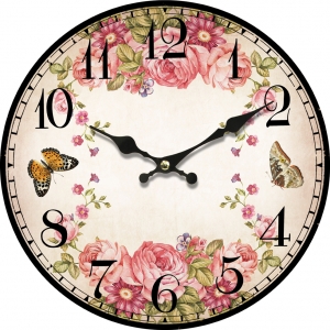 Стенен часовник "Пеперуди" с безшумен часовников механизъм