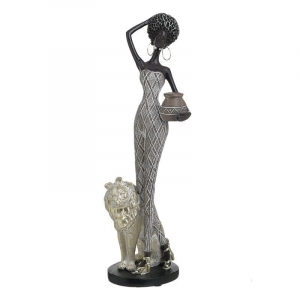 Decorative figure African woman with lion